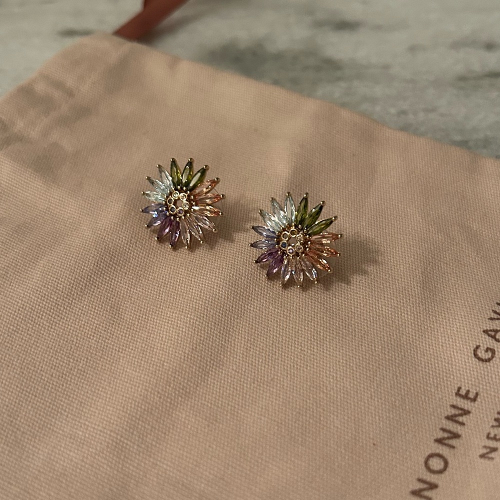 Mignonne Gavigan Multicolor Crystal Rainbow Madeline Stud Earrings